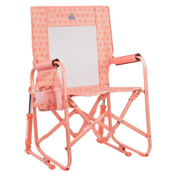 Luxury Camp Stowaway Rocker - Choice 794 - Patented Spring-Action Rocking Chair for Camping - Coral Mosaic