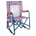Smooth Motion Stowaway Rocker with Storage Pouch - Choice 573 - Patented Spring-Action Rocking Chair for Camping - Patriotic Plaid