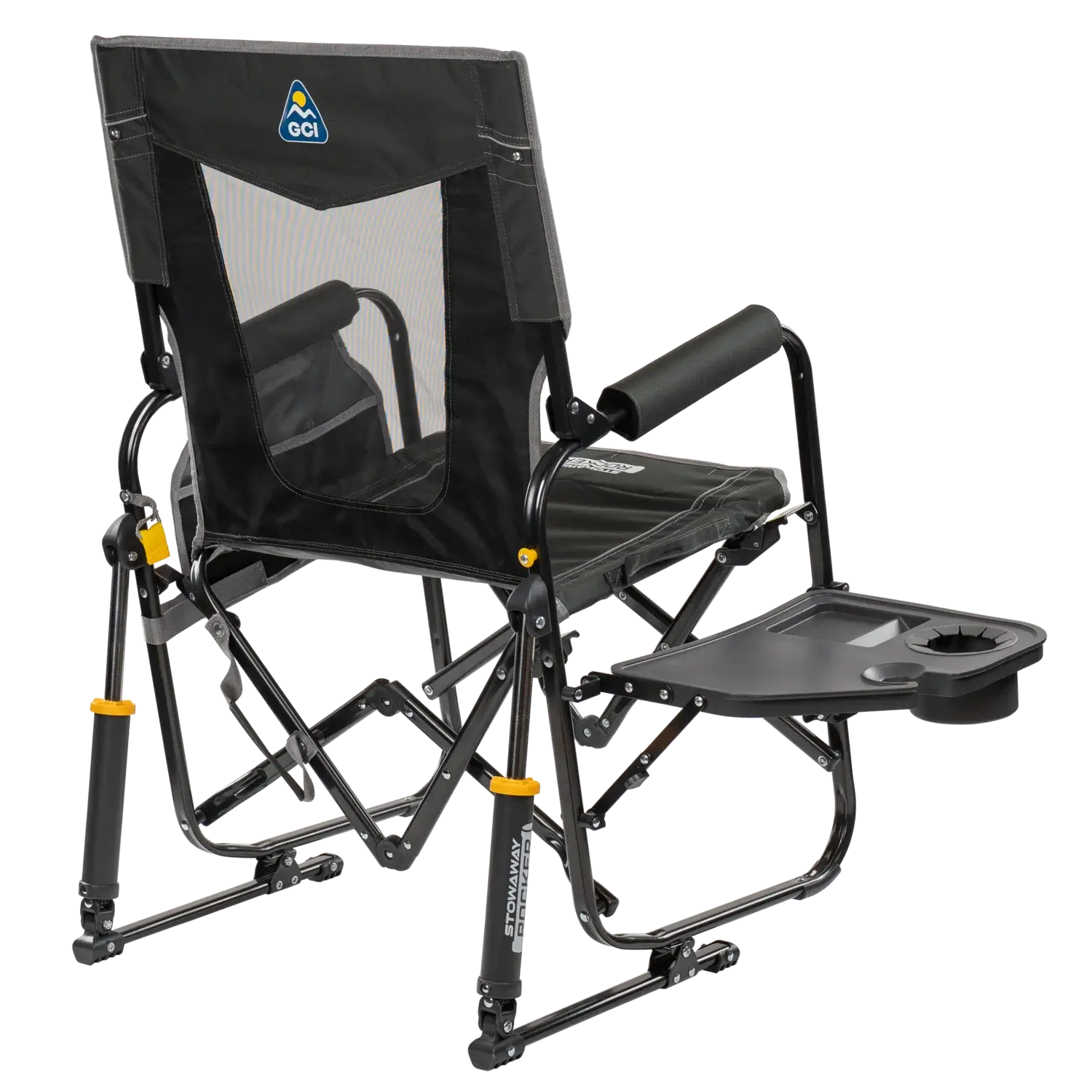 Heavy-Duty Freestyle Stowaway Rocker with Side Table - Choice 253 - Freestyle Rocker Portable Outdoor Folding Chair Detail