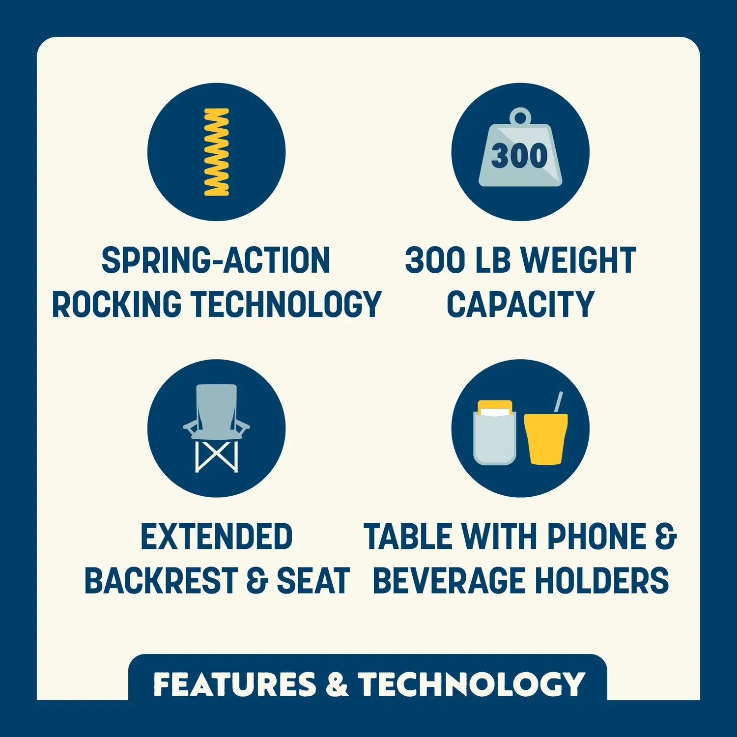 Heavy-Duty Freestyle Stowaway Rocker with Side Table - Choice 253 - Freestyle Rocker Portable Outdoor Folding Chair Detail
