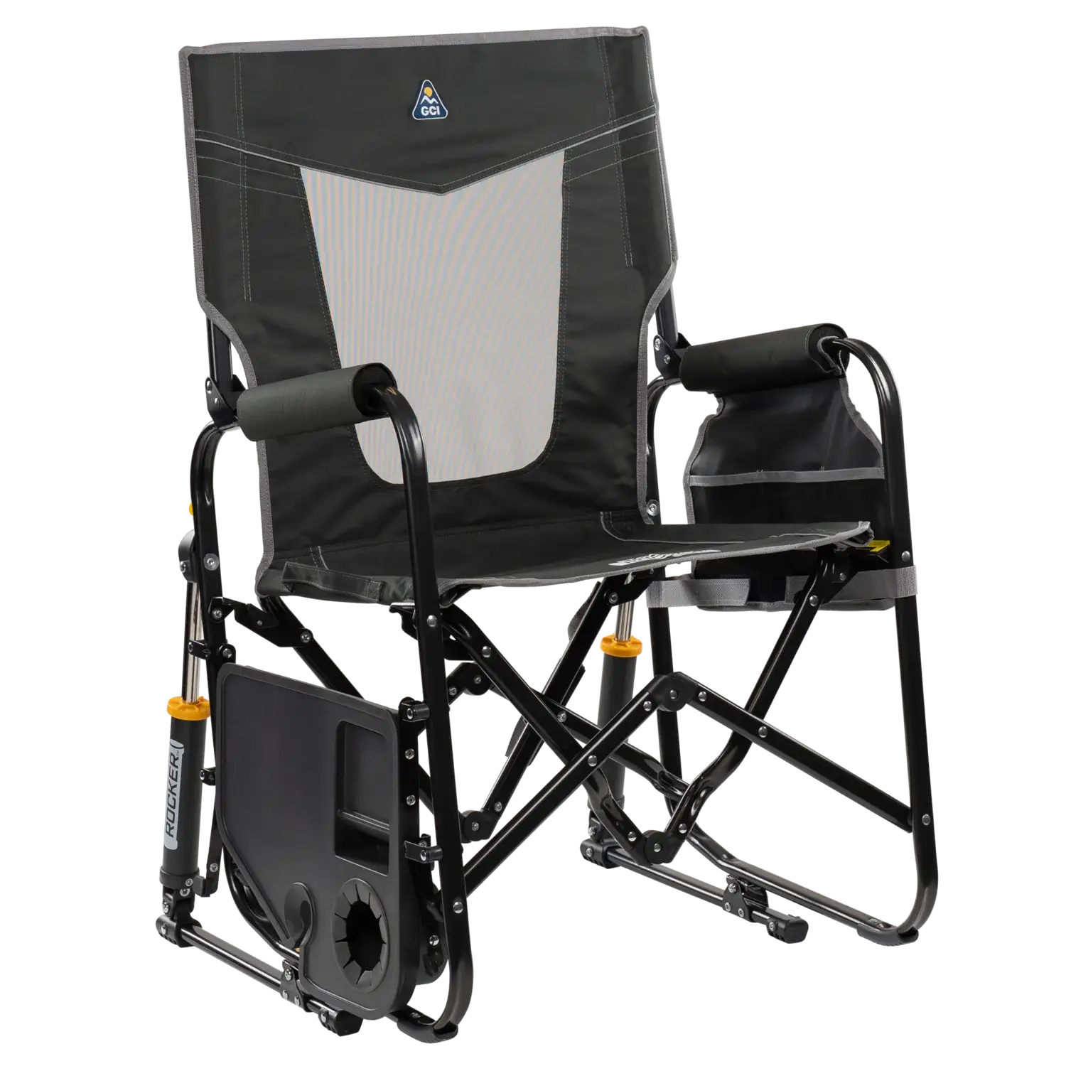 Heavy-Duty Freestyle Stowaway Rocker with Side Table - Choice 253 - Freestyle Rocker Portable Outdoor Folding Chair Detail