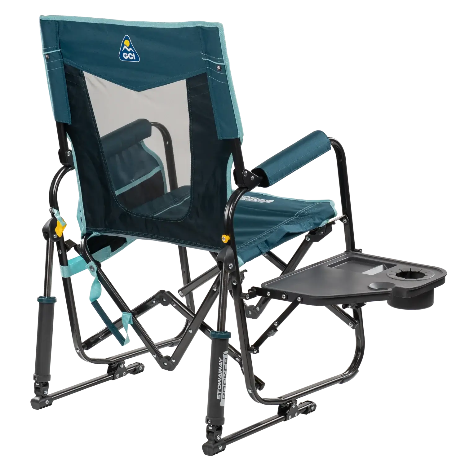 Heavy-Duty Freestyle Stowaway Rocker with Side Table - Choice 253 - Freestyle Rocker Portable Outdoor Folding Chair Detail