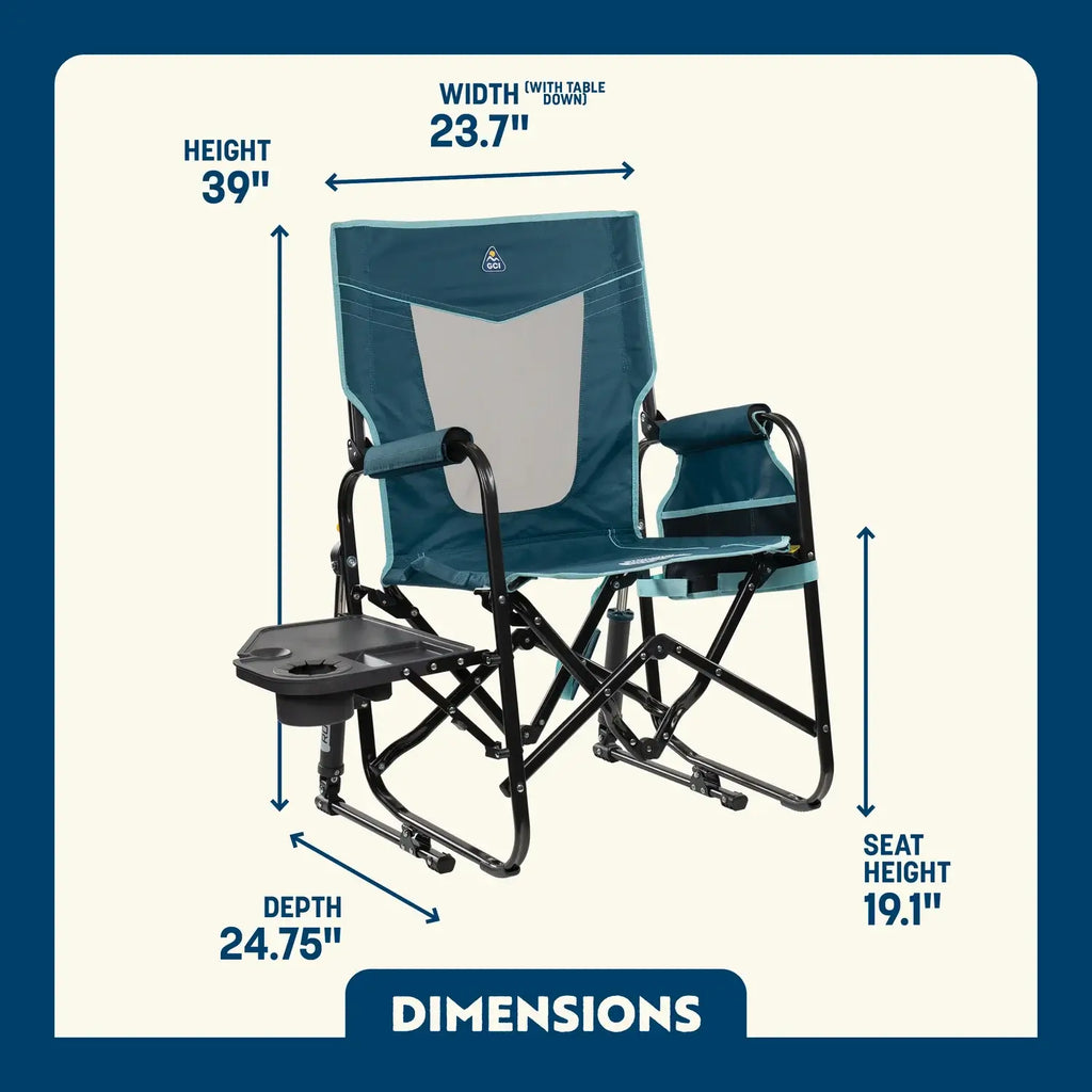 Heavy-Duty Freestyle Stowaway Rocker with Side Table - Choice 253 - Freestyle Rocker Portable Outdoor Folding Chair Detail