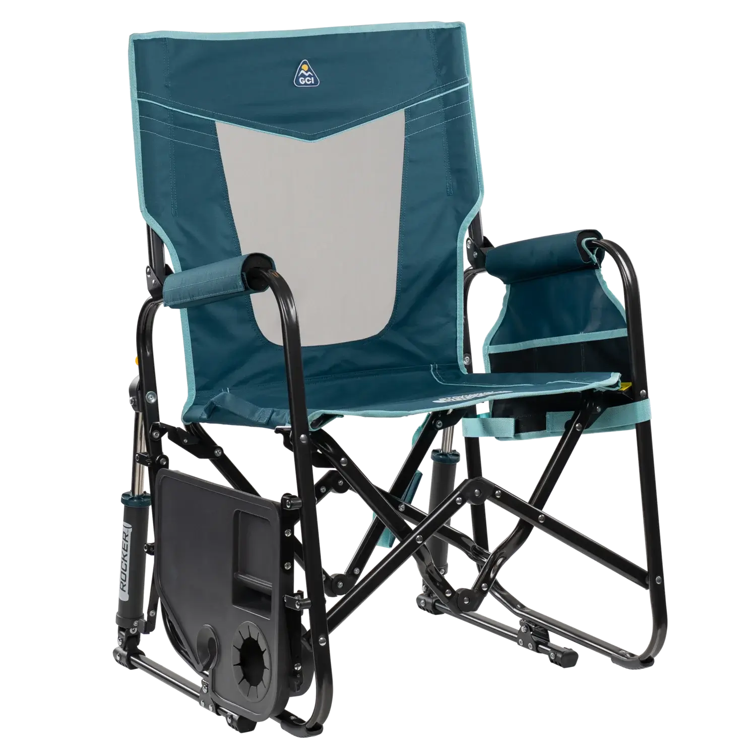 Heavy-Duty Freestyle Stowaway Rocker with Side Table - Choice 253 - Freestyle Rocker Portable Outdoor Folding Chair Detail