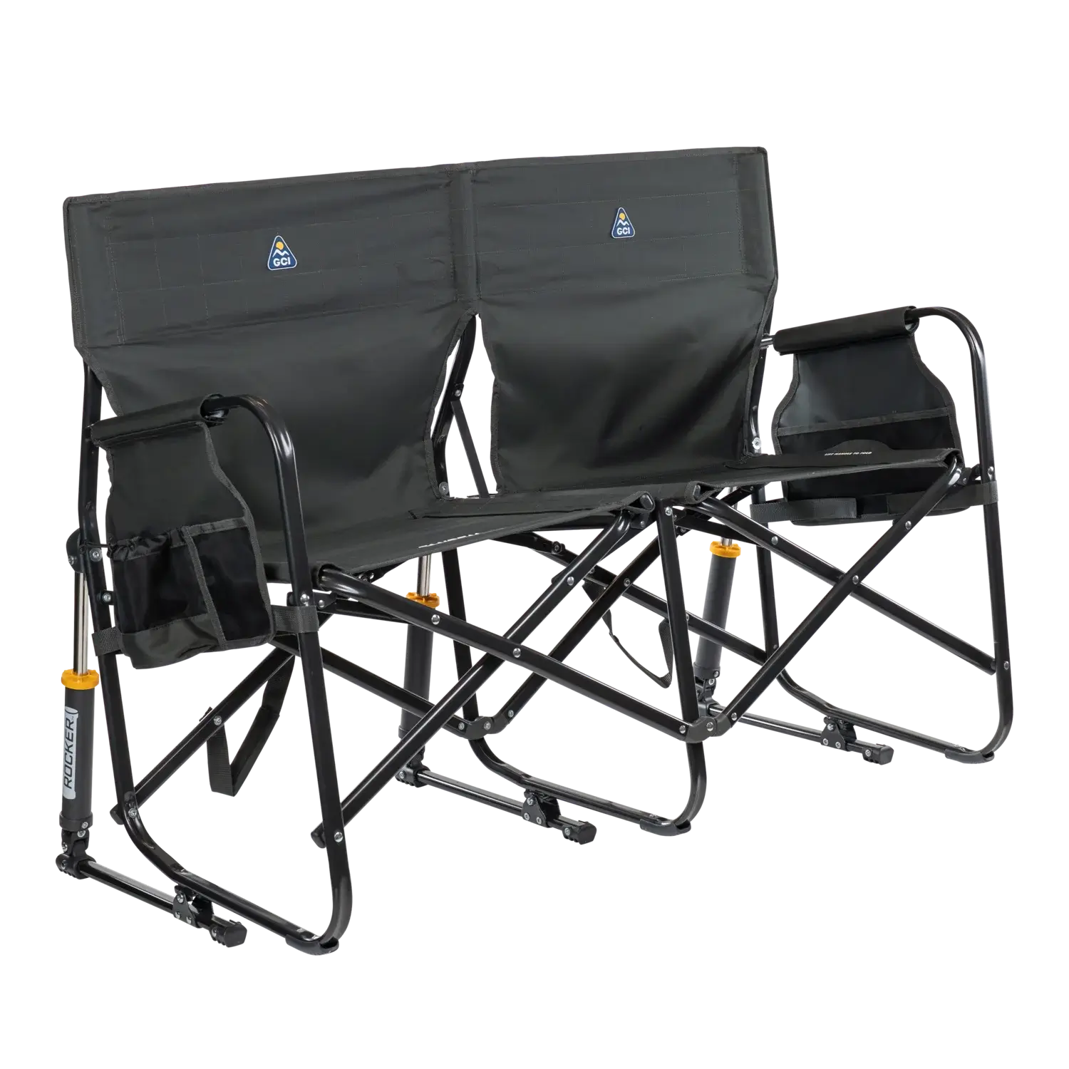 Smooth Motion Tandem Rocker - Choice 227 - Heavy-Duty Kickback Rocker with Beverage Holder - Dark Charcoal